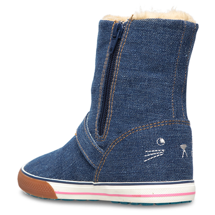 Giày Boots Bé Gái In Hình Mèo D&amp;A BG1508 - Xanh Jean